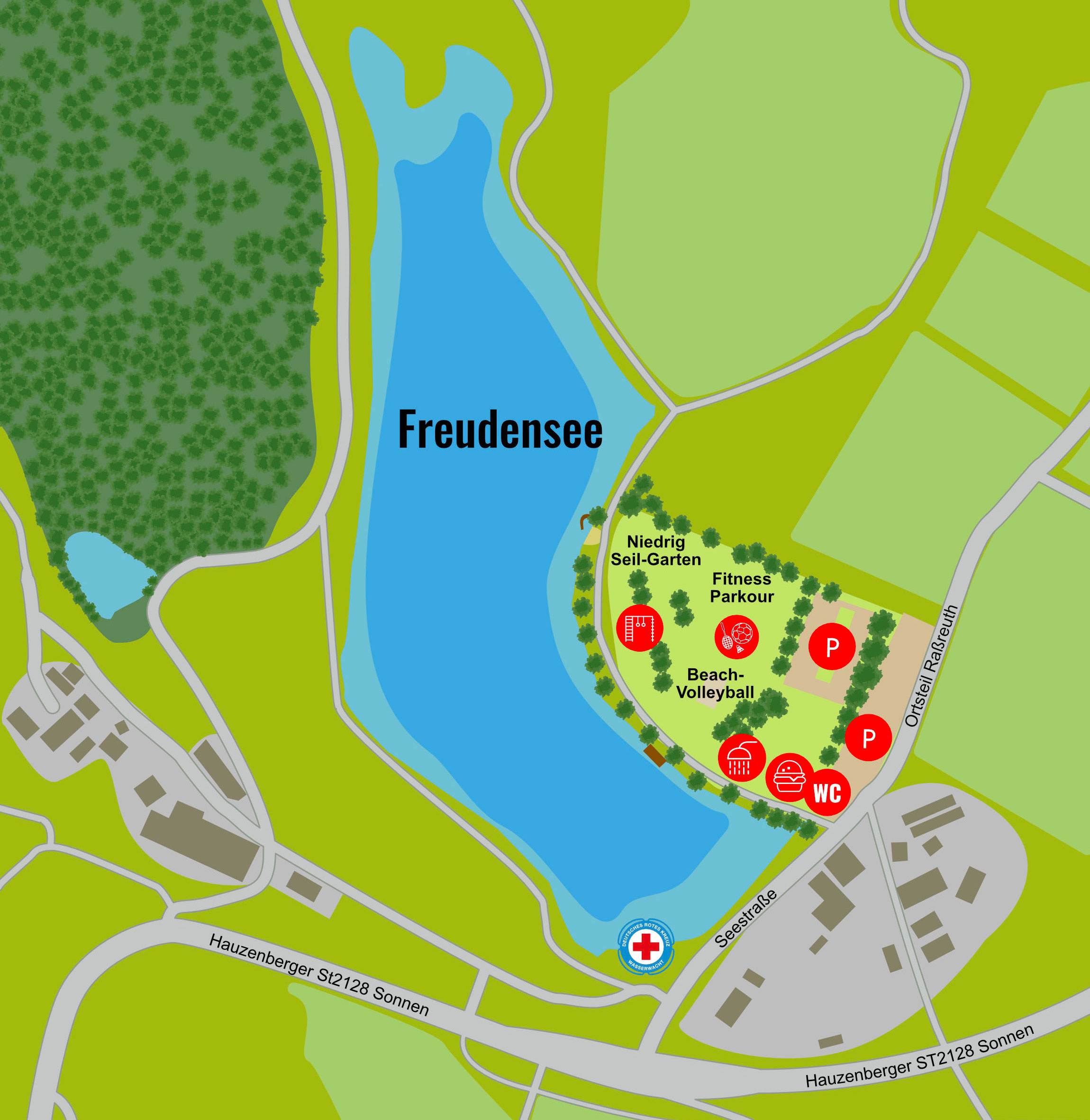 Lageplan Freudensee Naturbadesee bei Hauzenberg