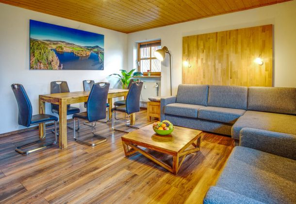 Wohnzimmer mit zwei Schlafsofas