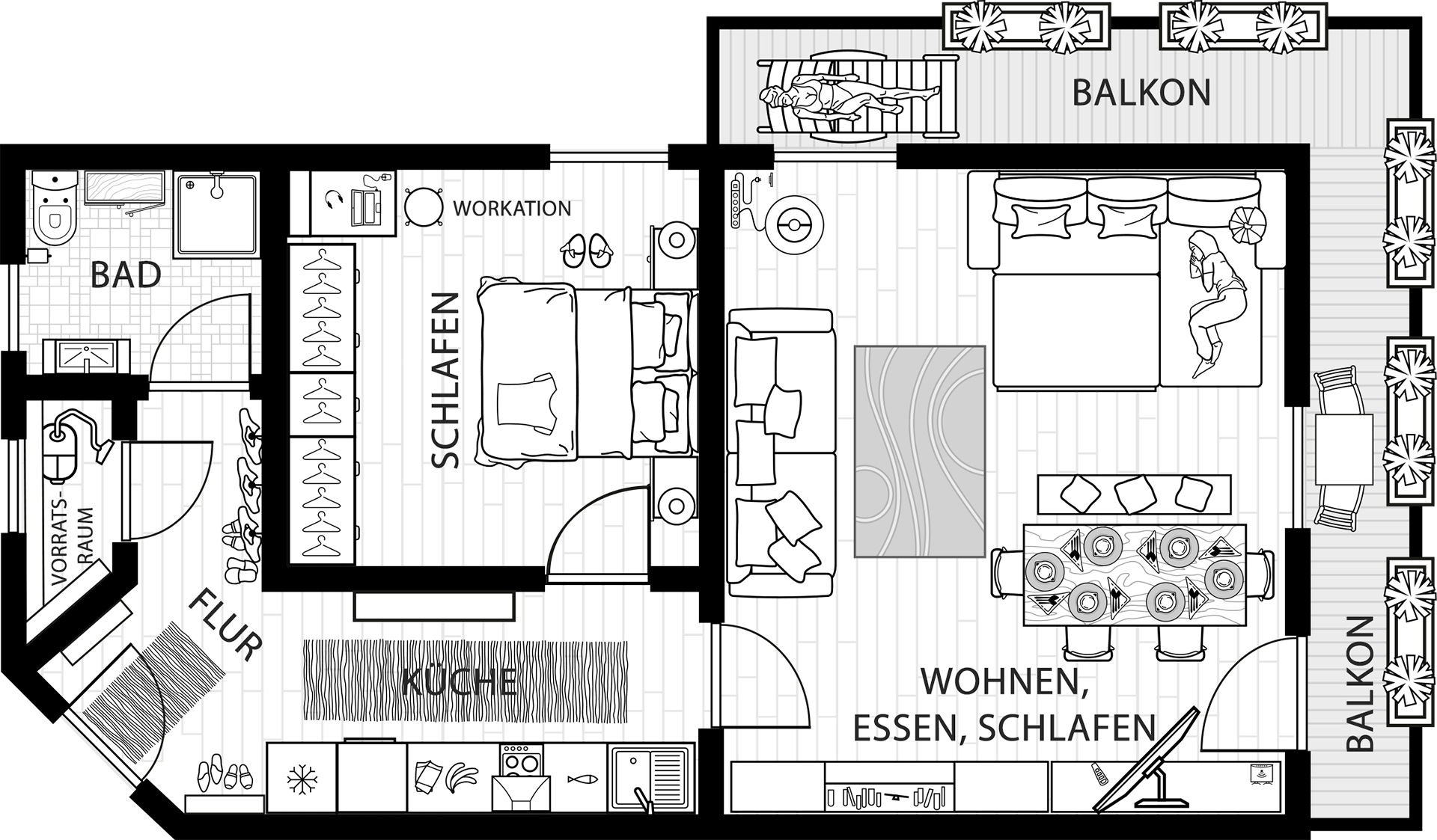 Ferienwohnung Hauzenberg Grundriss