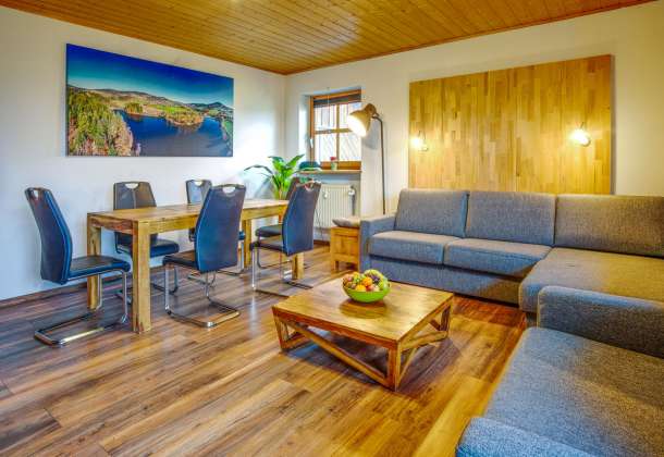 Wohnzimmer mit zwei Schlafsofas