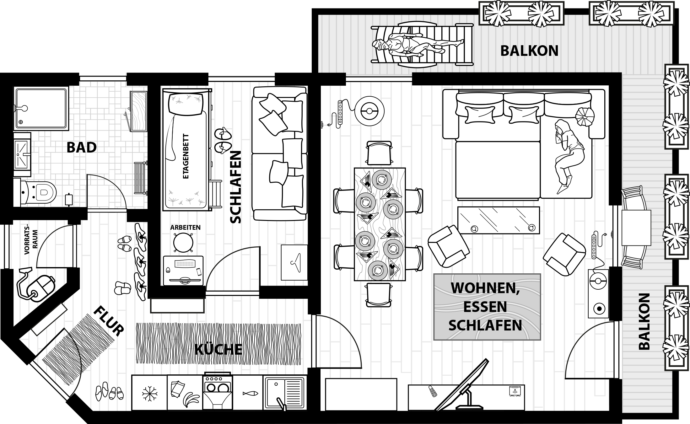 Ferienwohnung Hauzenberg Grundriss