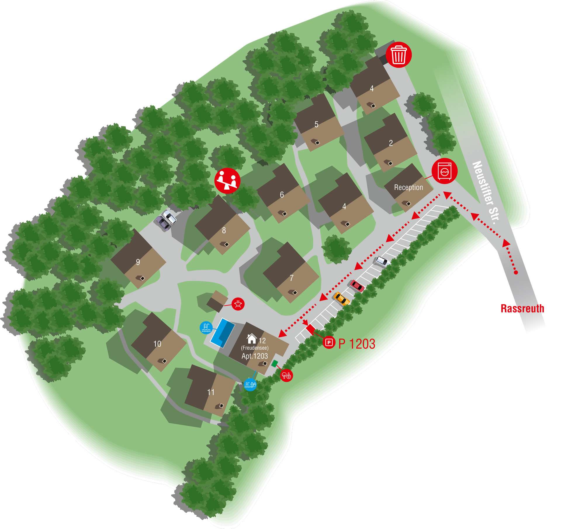 Osada letniskowa Adalbert-Stifter - plan sytuacyjny